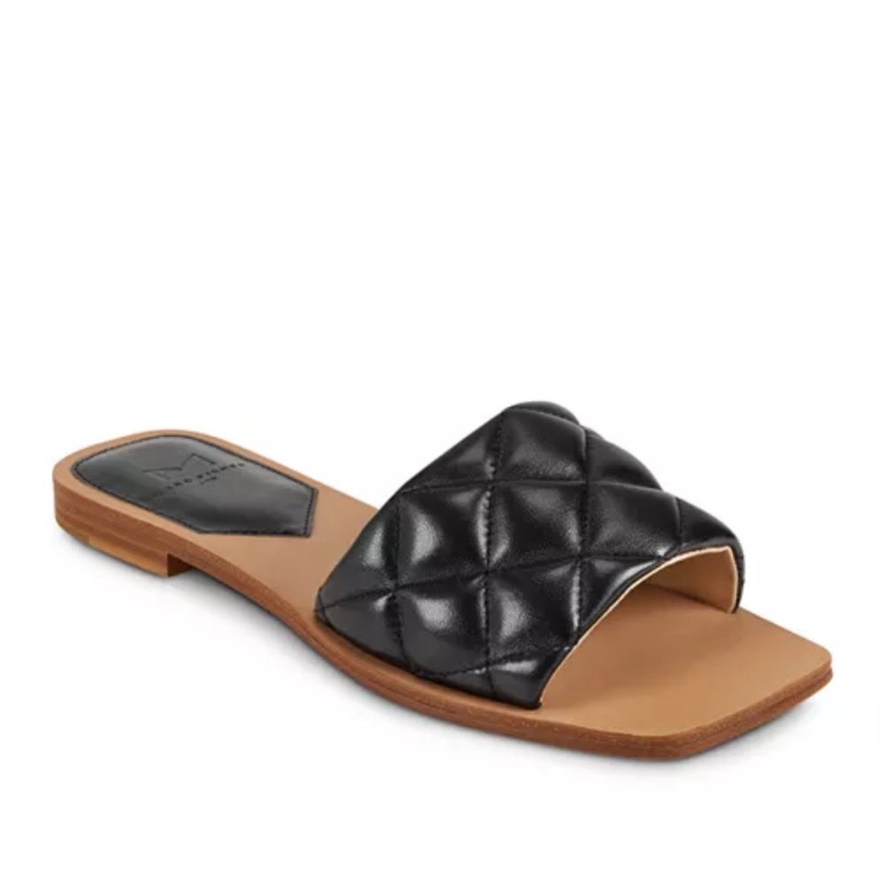 Marc Fisher Black Quilted Reta Sandal
